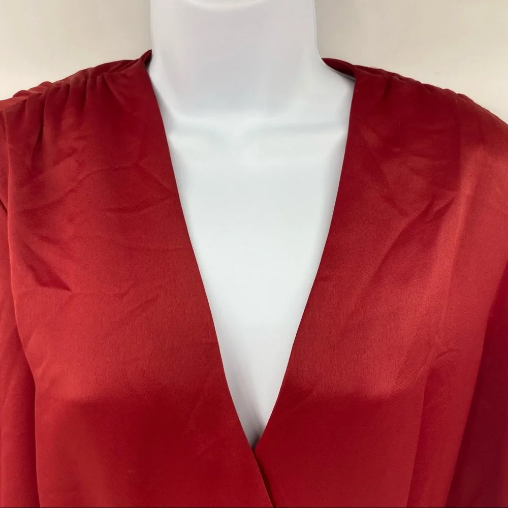 Sandro Red Leana Wrap-effect Satin-crepe Mini Dress 36 = US XS New - Picture 6 of 16